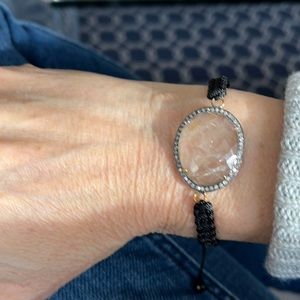 Gorgeous diamond and clear quartz bracelet